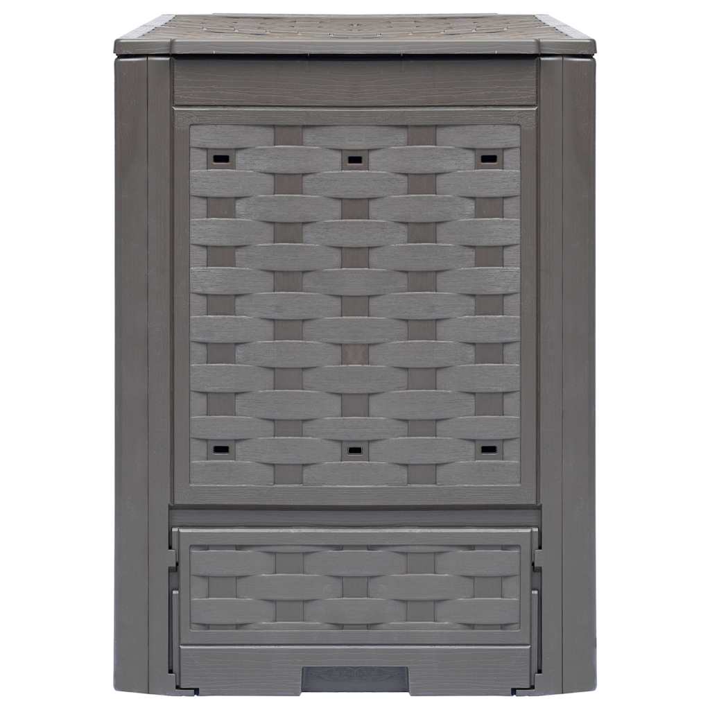 3 db barna műanyag rattan kerti komposztáló 60x60x83 cm 900 L 2