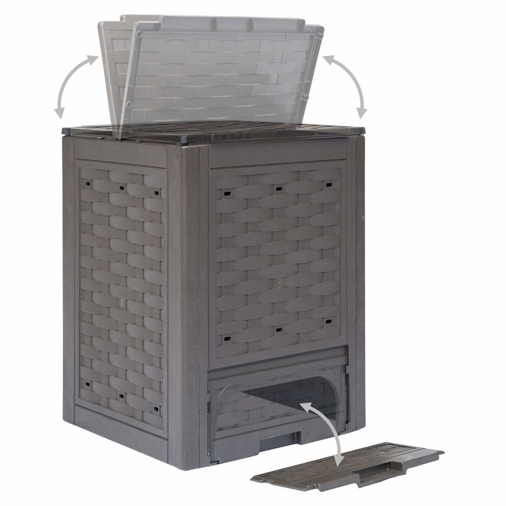 3 db barna műanyag rattan kerti komposztáló 60x60x83 cm 900 L 4