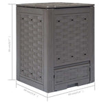 3 db barna műanyag rattan kerti komposztáló 60x60x83 cm 900 L 7