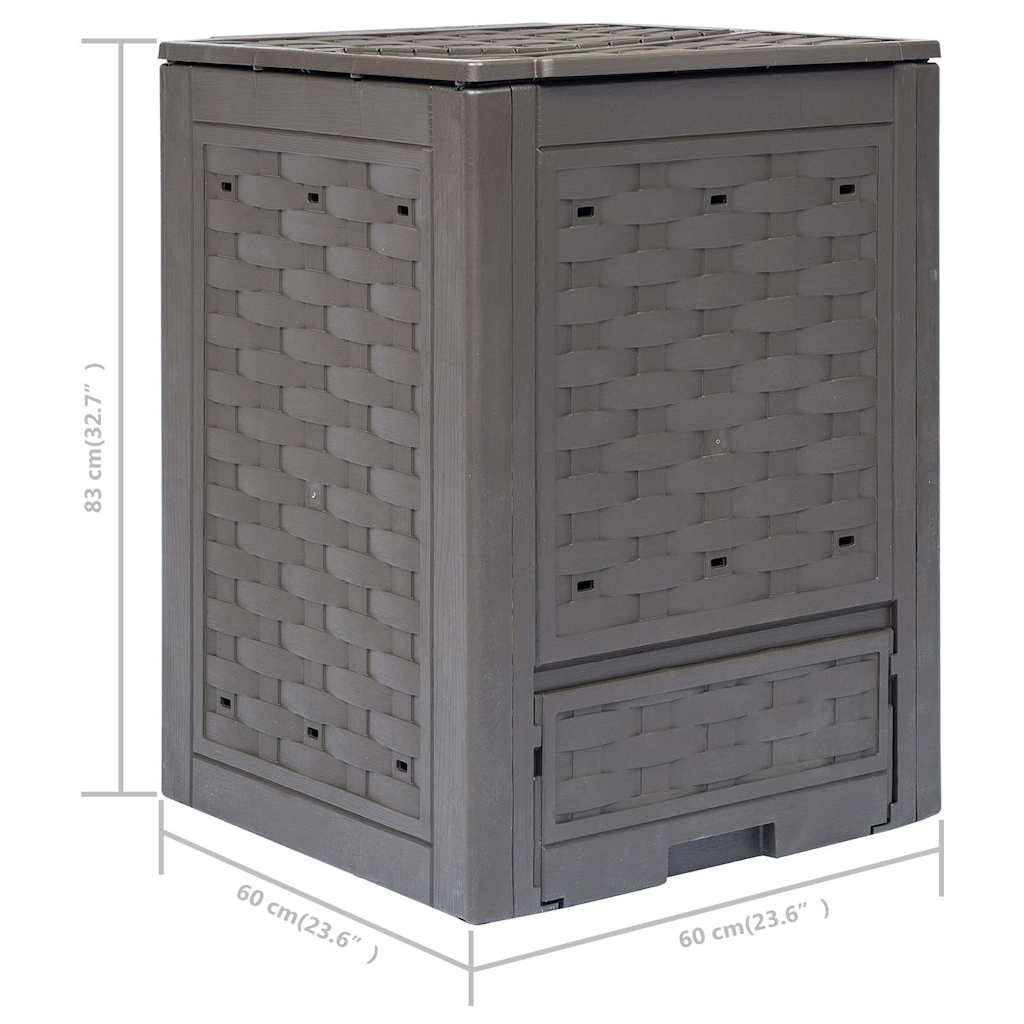 3 db barna műanyag rattan kerti komposztáló 60x60x83 cm 900 L 7