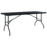 Fekete HDPE rattan szerű összecsukható kerti asztal 180x75x72cm
