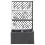 Fekete rácsos polyrattan magaságyás 2 kaspóval 58 x 30 x 107 cm 2