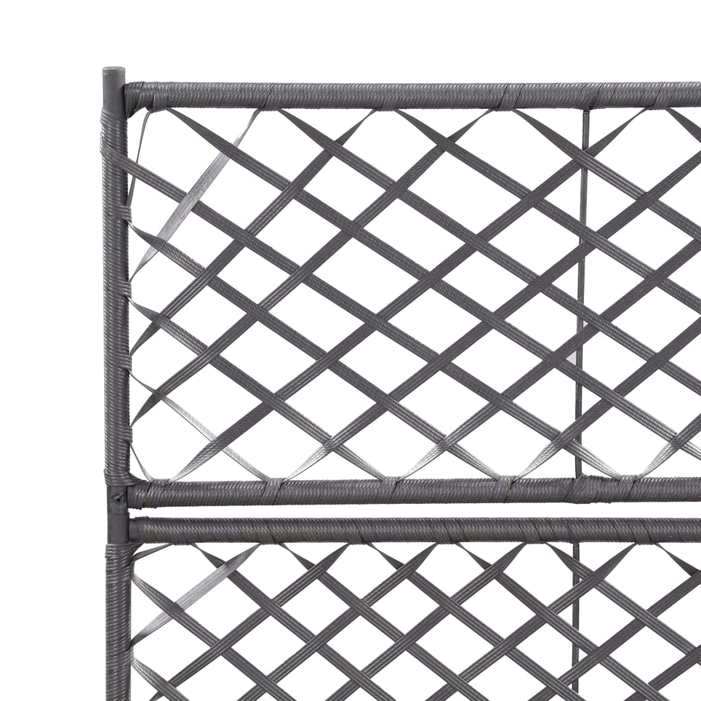 Fekete rácsos polyrattan magaságyás 2 kaspóval 58 x 30 x 107 cm 5