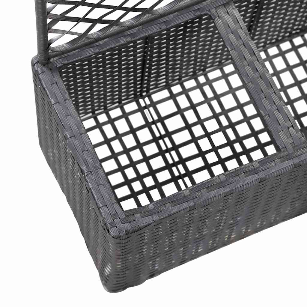 Fekete rácsos polyrattan magaságyás 2 kaspóval 58 x 30 x 107 cm 6
