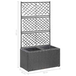 Fekete rácsos polyrattan magaságyás 2 kaspóval 58 x 30 x 107 cm 7