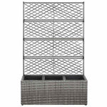 Szürke rácsos polyrattan magaságyás 3 kaspóval 83 x 30 x 130 cm 2