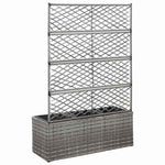 Szürke rácsos polyrattan magaságyás 3 kaspóval 83 x 30 x 130 cm 3