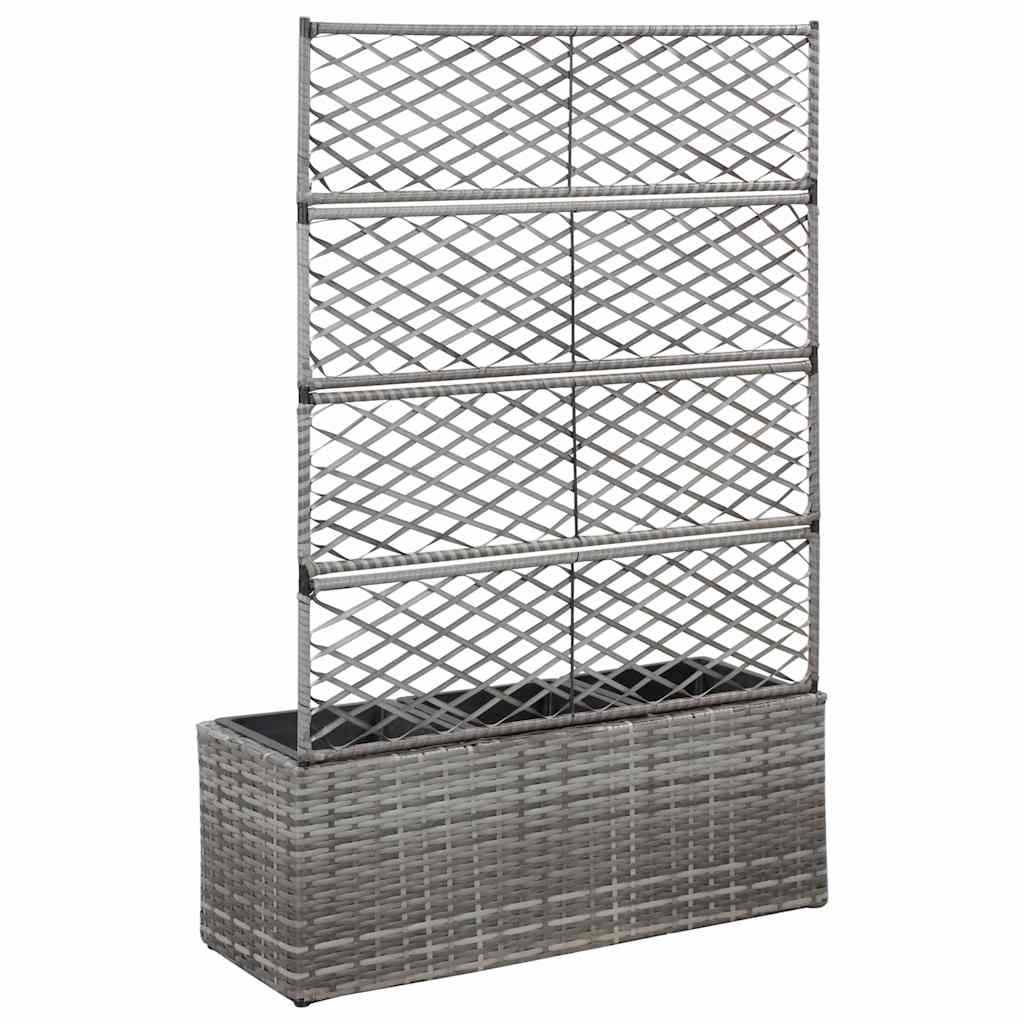 Szürke rácsos polyrattan magaságyás 3 kaspóval 83 x 30 x 130 cm 3