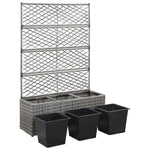 Szürke rácsos polyrattan magaságyás 3 kaspóval 83 x 30 x 130 cm 4