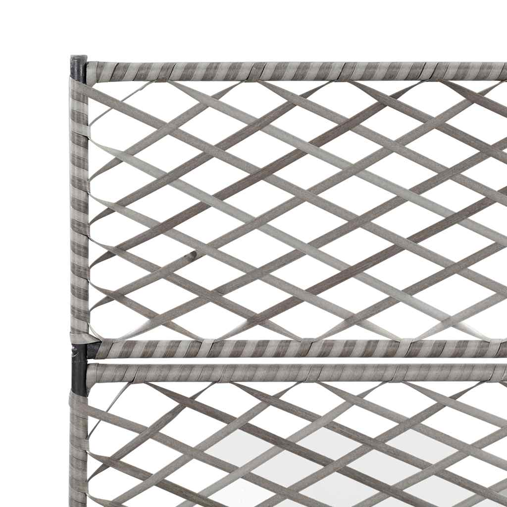 Szürke rácsos polyrattan magaságyás 3 kaspóval 83 x 30 x 130 cm 5