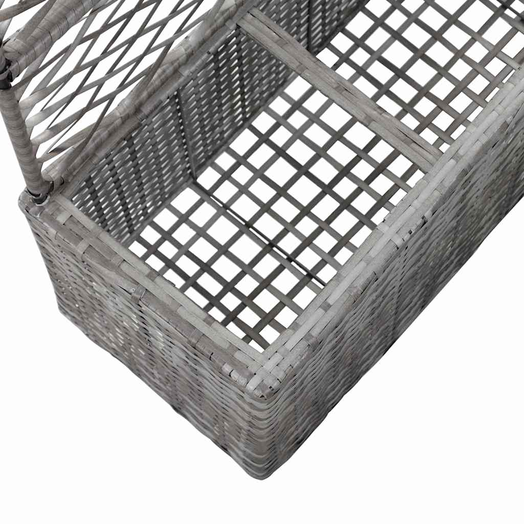Szürke rácsos polyrattan magaságyás 3 kaspóval 83 x 30 x 130 cm 6