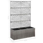 Szürke rácsos polyrattan magaságyás 3 kaspóval 83 x 30 x 130 cm 7