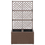 Barna rácsos polyrattan magaságyás 2 kaspóval 58 x 30 x 107 cm 2