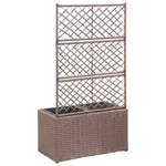 Barna rácsos polyrattan magaságyás 2 kaspóval 58 x 30 x 107 cm 3
