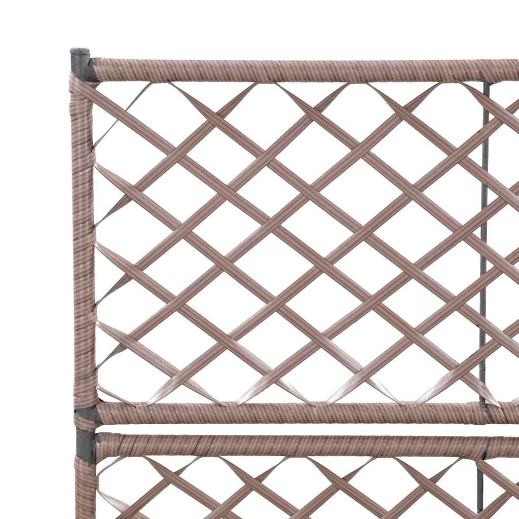 Barna rácsos polyrattan magaságyás 2 kaspóval 58 x 30 x 107 cm 5