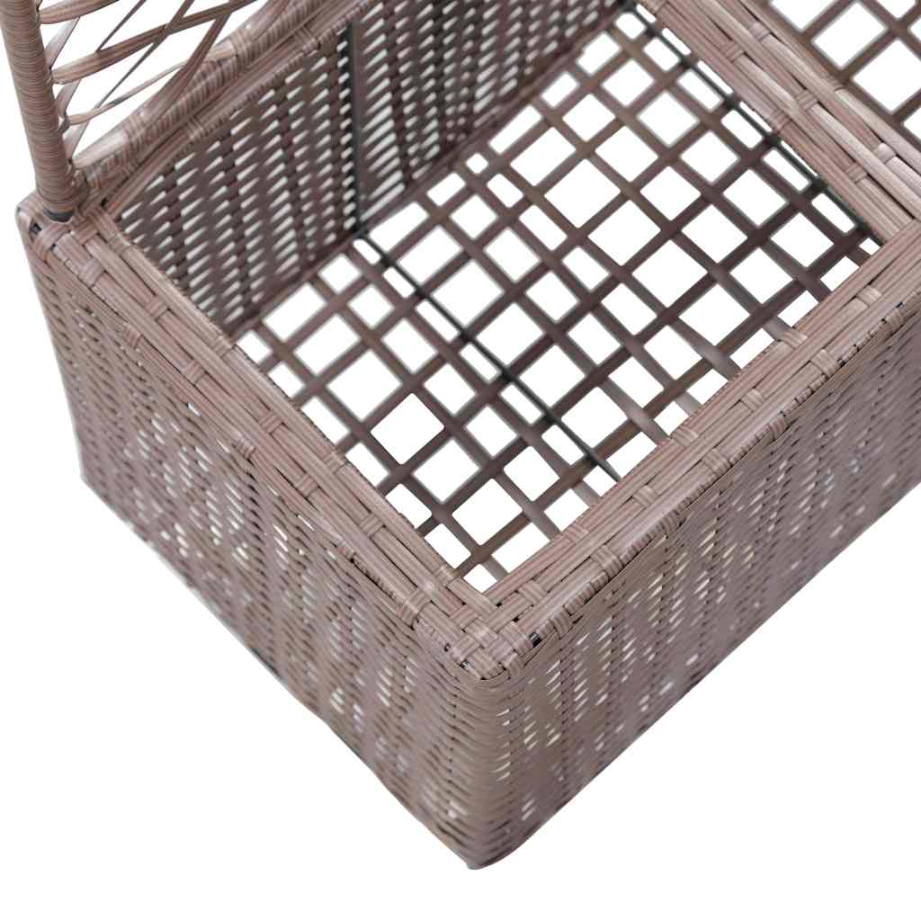 Barna rácsos polyrattan magaságyás 2 kaspóval 58 x 30 x 107 cm 6