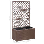 Barna rácsos polyrattan magaságyás 2 kaspóval 58 x 30 x 107 cm 7