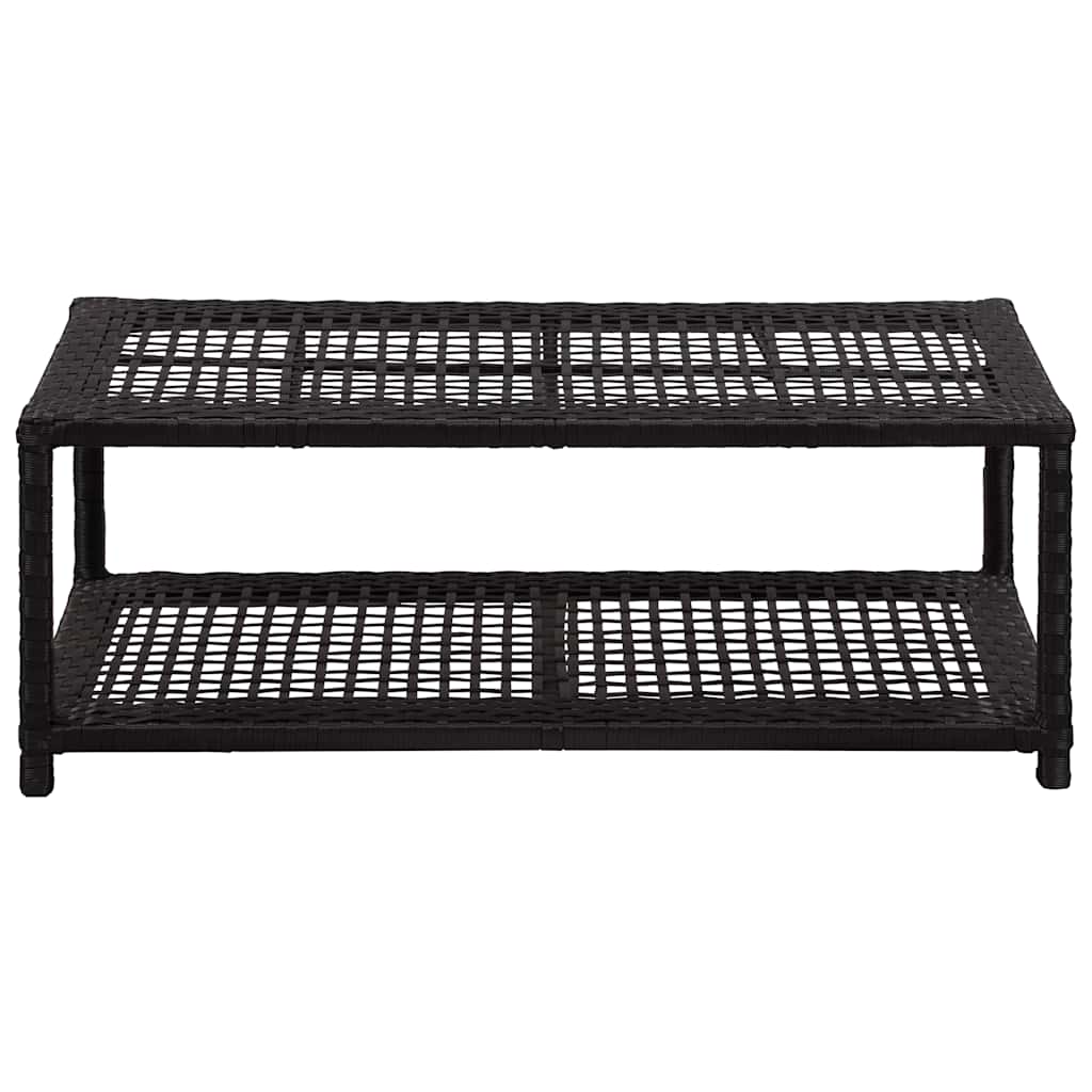 Fekete polyrattan cipőtároló pad 80 x 40 x 30 cm 2