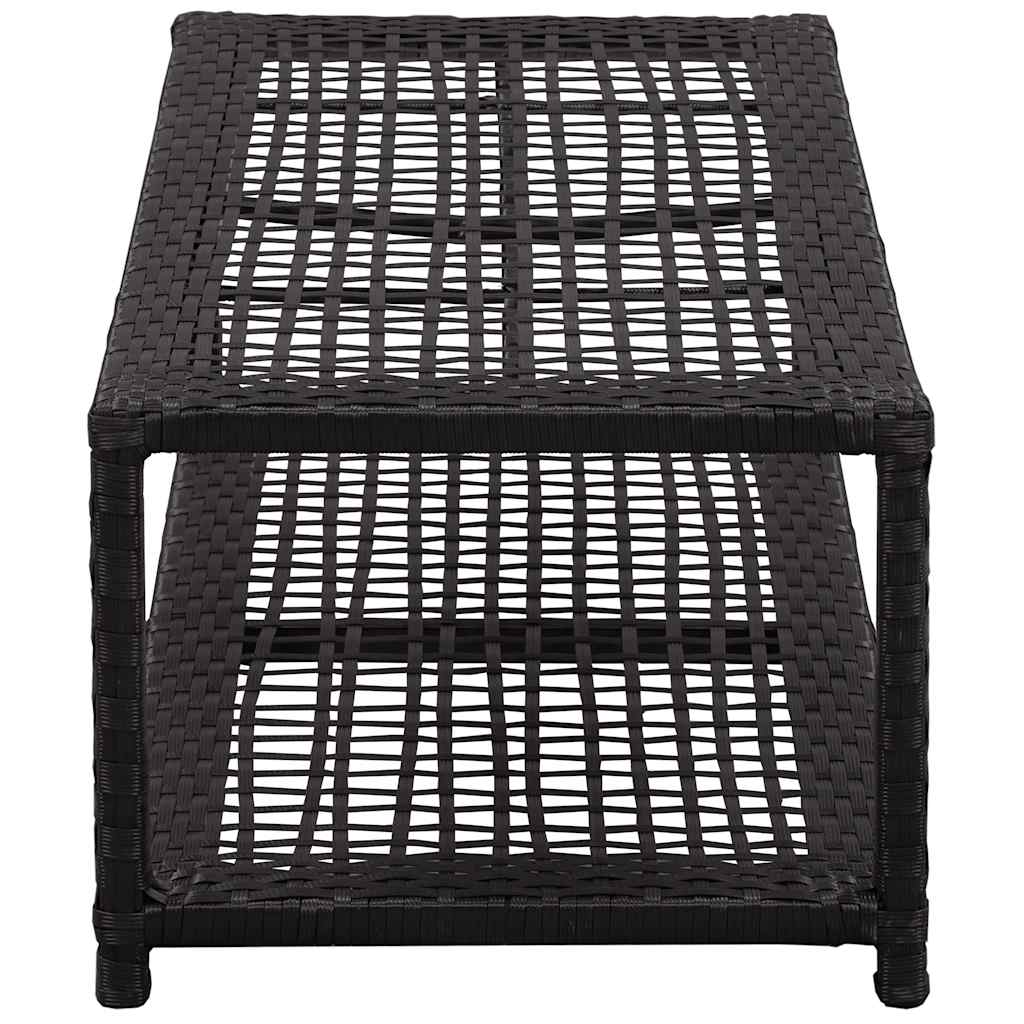 Fekete polyrattan cipőtároló pad 80 x 40 x 30 cm 3