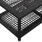 Fekete polyrattan cipőtároló pad 80 x 40 x 30 cm 4