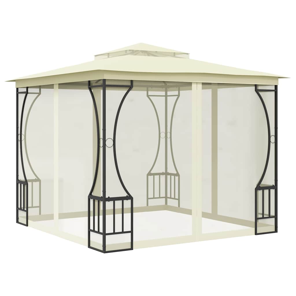 Krémszínű pavilon hálóval 300 x 300 x 265 cm 2