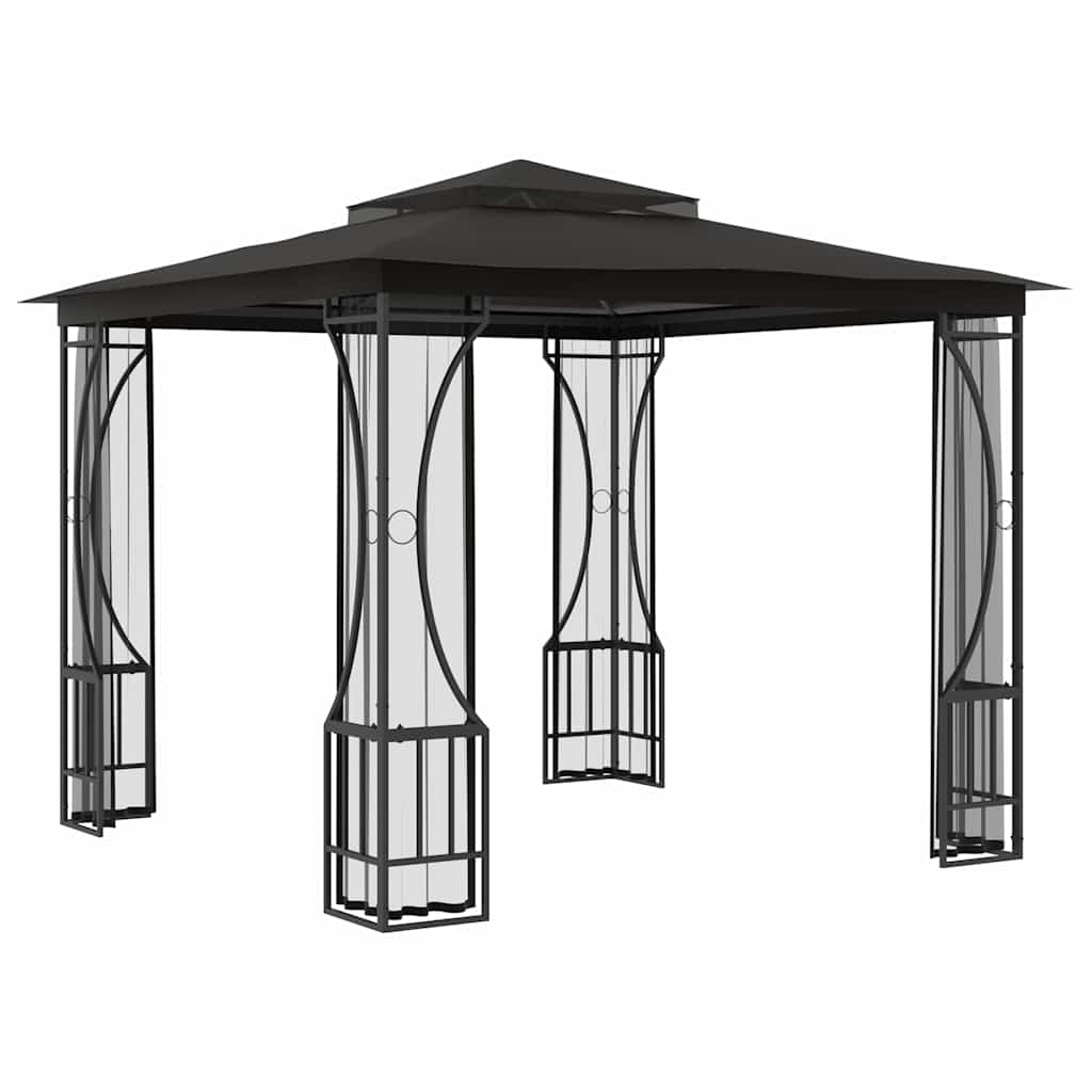 Antracitszürke pavilon hálóval 300 x 300 x 265 cm 3