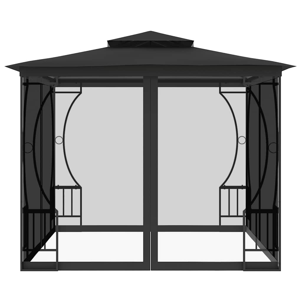 Antracitszürke pavilon hálóval 300 x 300 x 265 cm 4