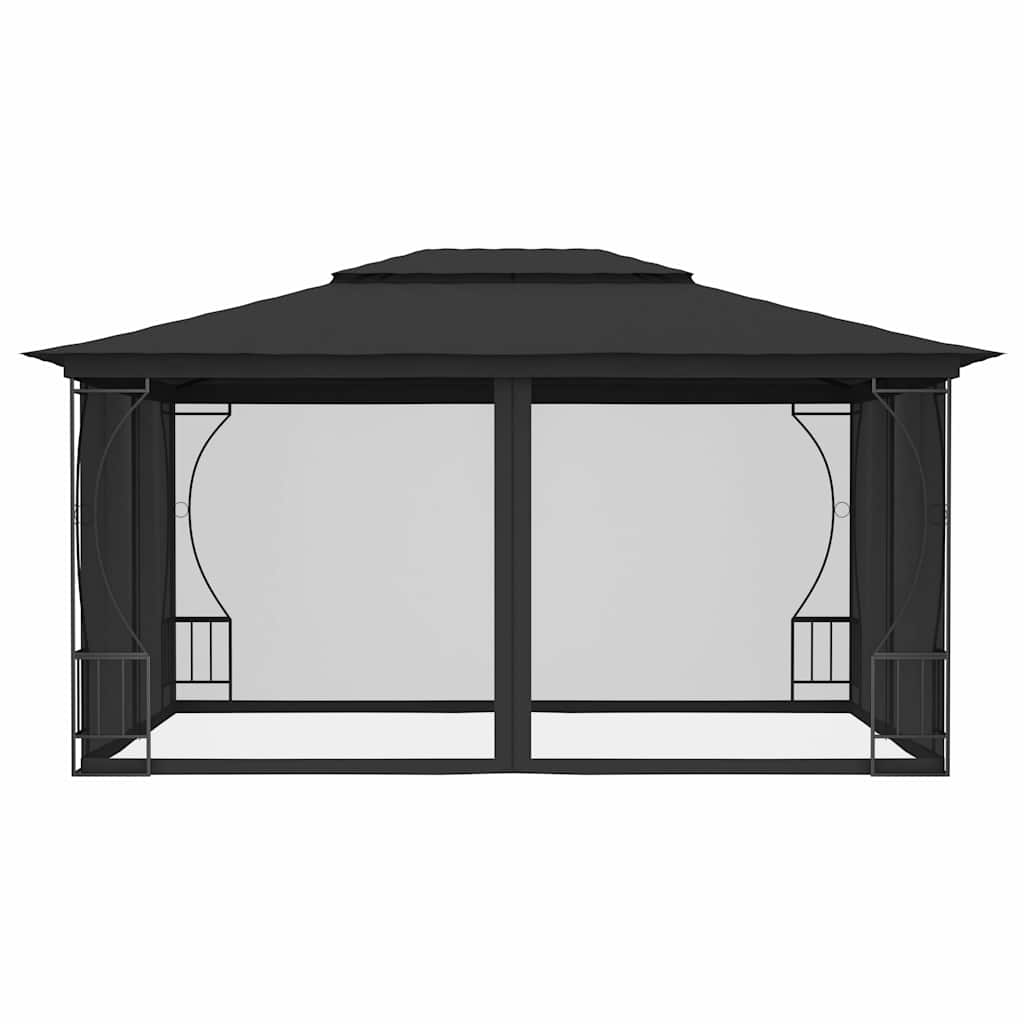Antracitszürke pavilon hálóval 300 x 400 x 265 cm 4
