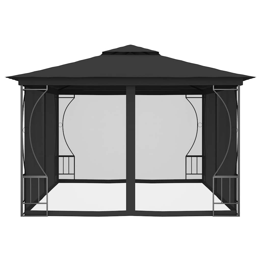 Antracitszürke pavilon hálóval 300 x 400 x 265 cm 5