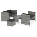 5 részes szürke polyrattan kerti ülőgarnitúra párnákkal 2