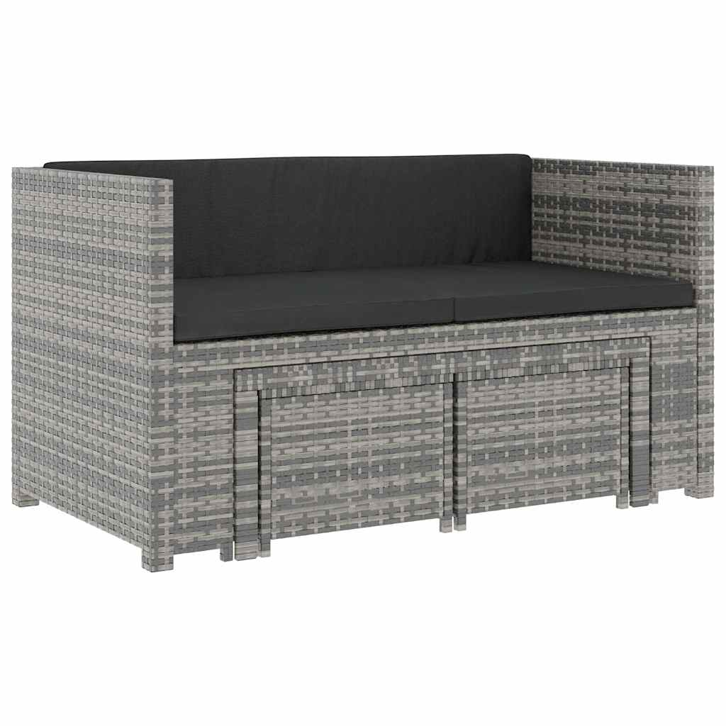 5 részes szürke polyrattan kerti ülőgarnitúra párnákkal 11