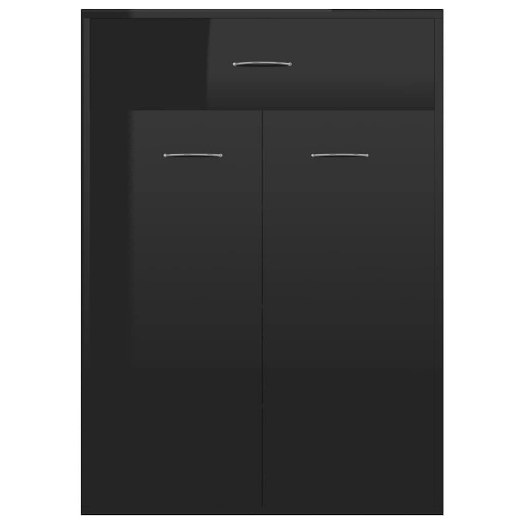 Magasfényű fekete forgácslap cipősszekrény 60 x 35 x 84 cm 7