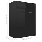 Magasfényű fekete forgácslap cipősszekrény 60 x 35 x 84 cm 9