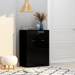 Magasfényű fekete forgácslap cipősszekrény 60 x 35 x 84 cm
