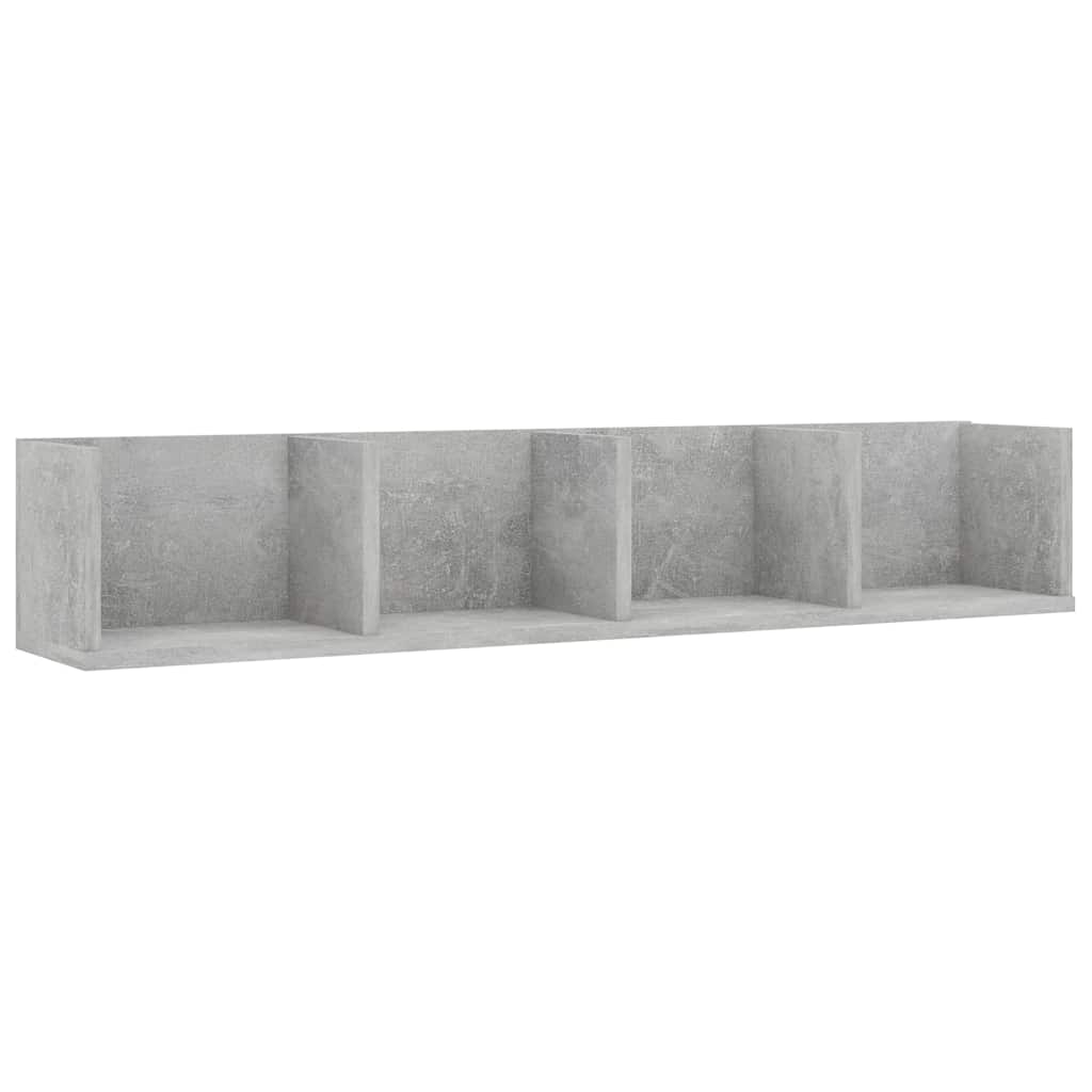 Betonszürke szerelt fa CD-tartó fali polc 100 x 18 x 18 cm 2