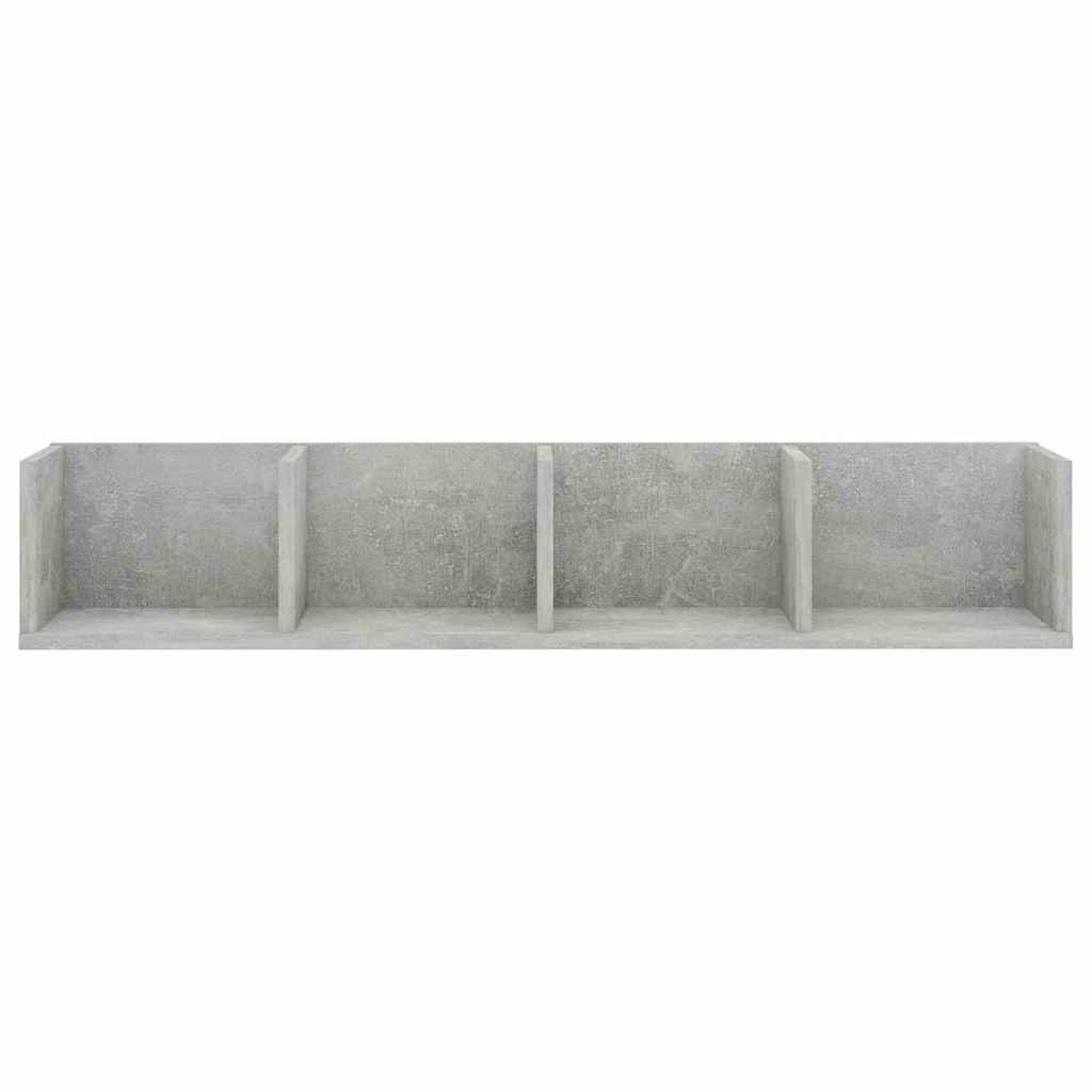 Betonszürke szerelt fa CD-tartó fali polc 100 x 18 x 18 cm 4