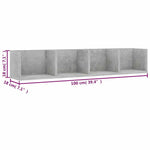 Betonszürke szerelt fa CD-tartó fali polc 100 x 18 x 18 cm 6