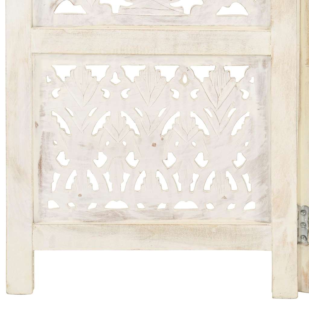 5-paneles fehér mangófa kézzel faragott térelválasztó 200x165cm 5