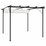 Fehér-krémszínű acélpergola behúzható tetővel 3 x 3 m 2