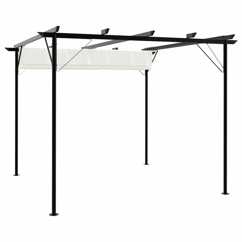 Fehér-krémszínű acélpergola behúzható tetővel 3 x 3 m 2