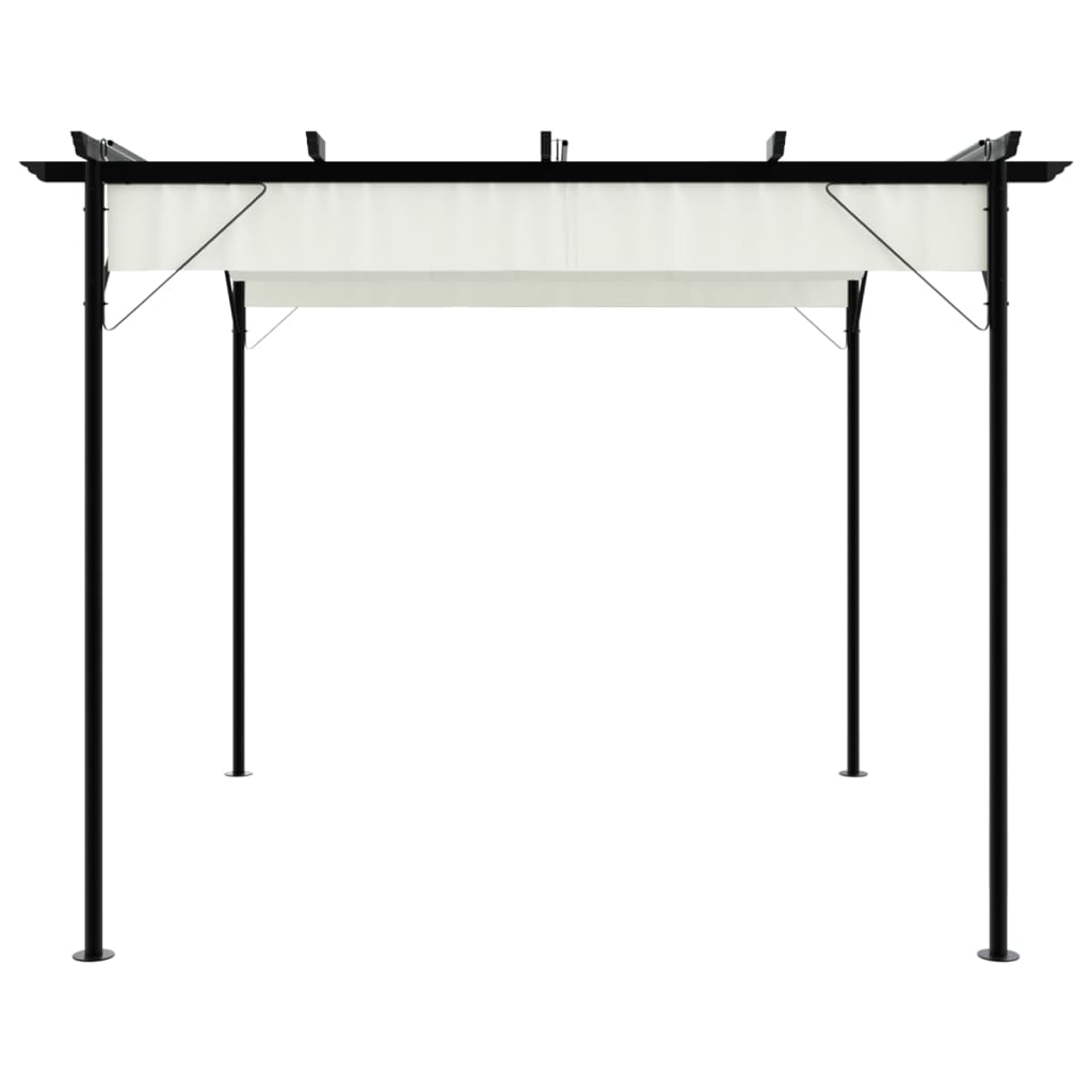 Fehér-krémszínű acélpergola behúzható tetővel 3 x 3 m 3