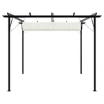 Fehér-krémszínű acélpergola behúzható tetővel 3 x 3 m 4