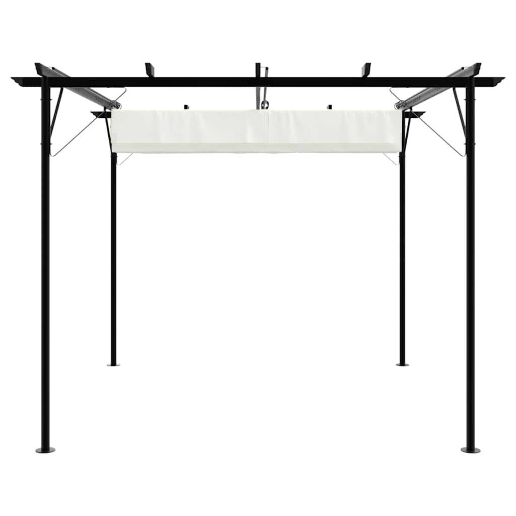 Fehér-krémszínű acélpergola behúzható tetővel 3 x 3 m 4
