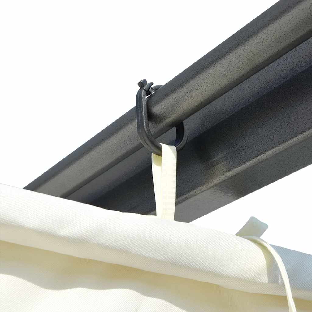 Fehér-krémszínű acélpergola behúzható tetővel 3 x 3 m 6