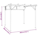 Fehér-krémszínű acélpergola behúzható tetővel 3 x 3 m 7
