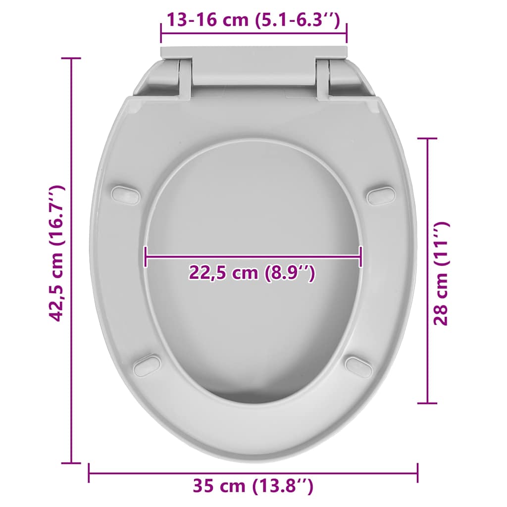 Világosszürke lassan csukódó fedelű gyorskioldó ovális WC ülőke 10