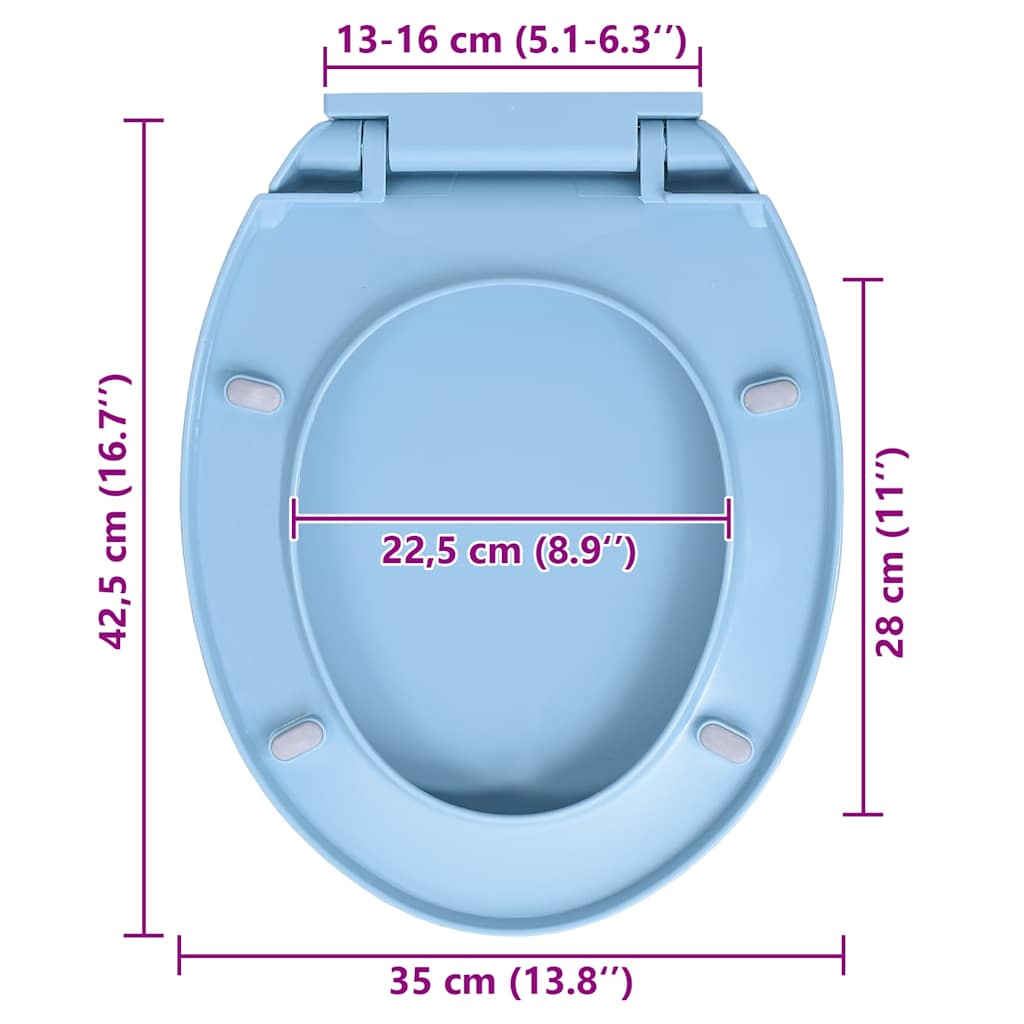 Kék ovális WC-ülőke lassan csukódó fedéllel 10