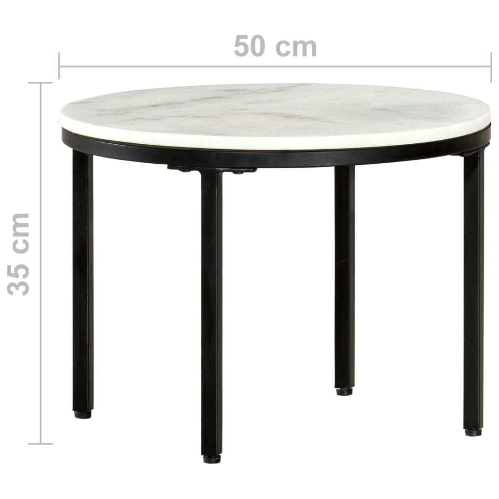 Fehér és fekete valódi tömör márvány dohányzóasztal Ø50 cm 4