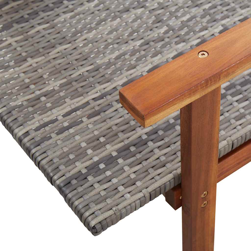 Szürke polyrattan és tömör akácfa napozóágy 8