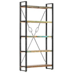 5 szintes tömör újrahasznosított fa könyvespolc 90x30x180 cm